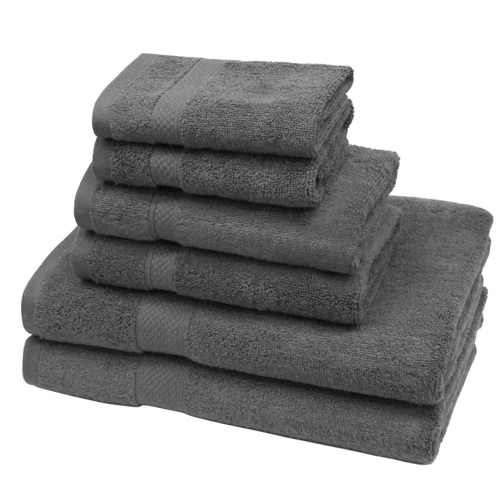 LINENOVA 650GSM Cotton Bath Towels Set 6Pcs Charcoal