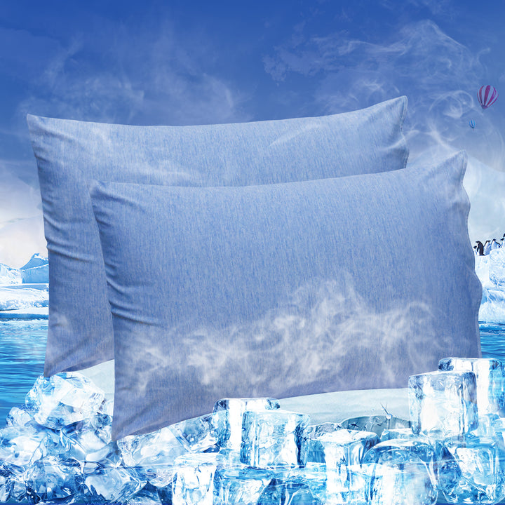 LINENOVA 2 Pack Cooling Pillowcases Blue