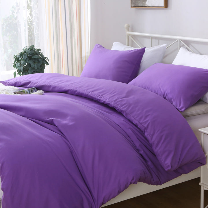 1200TC Microfibre Bed Quilt with Pillowcases Purple 