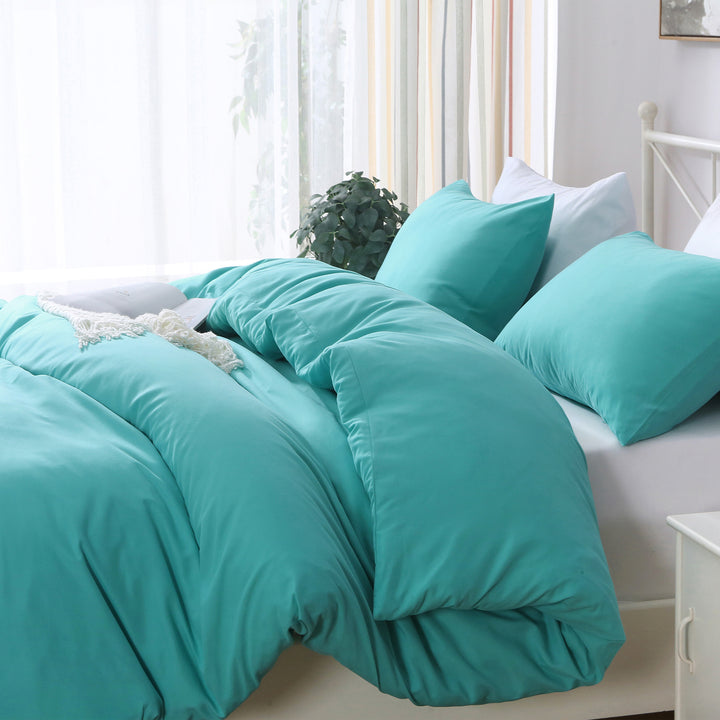 Microfibre Bed Quilt Cover with Button Teal