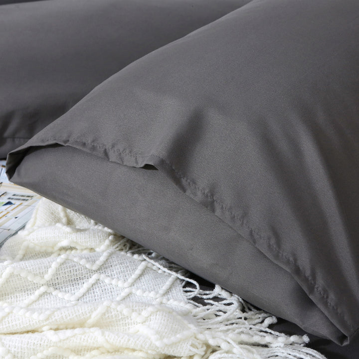 Pillowcases with Bed Quilt Cover Dark Grey