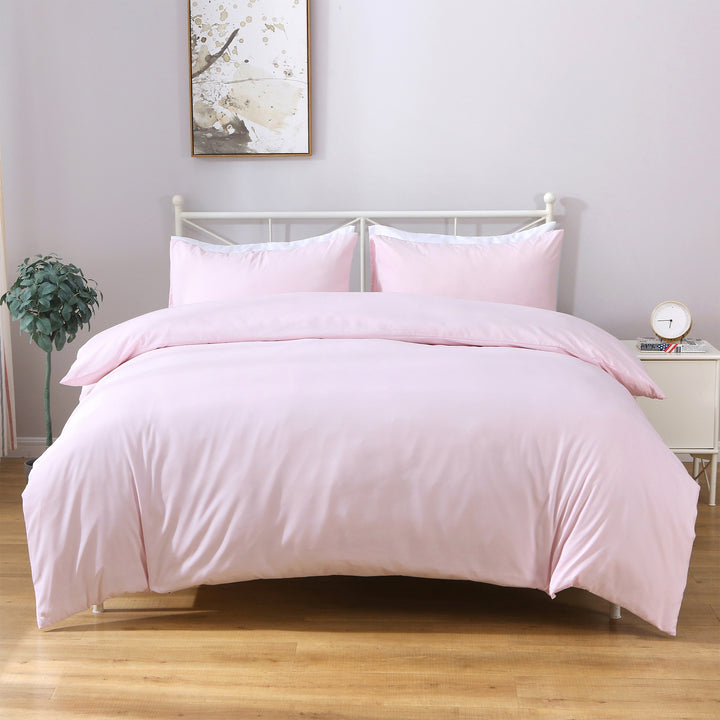 LINENOVA 1200TC Ultra Soft Microfibre Bed Quilt Cover Set Light Pink