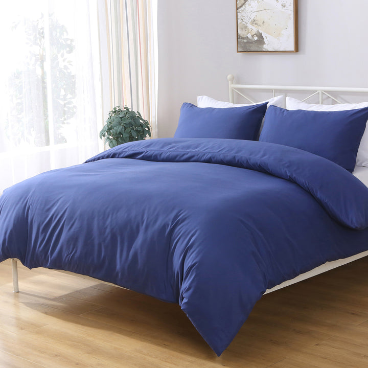 LINENOVA 1200TC Ultra Soft Microfibre Bed Quilt Cover Set Navy