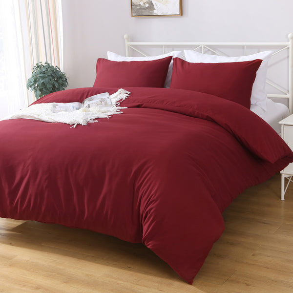 LINENOVA 1200TC Ultra Soft Microfibre Bed Quilt Cover Set Burgundy