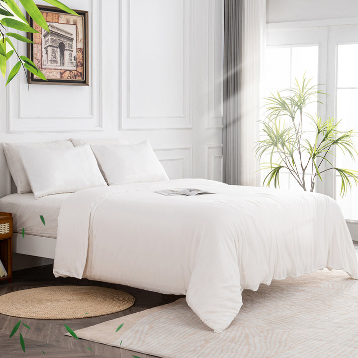 Bamboo Bedding Quilt Cover Set - White King