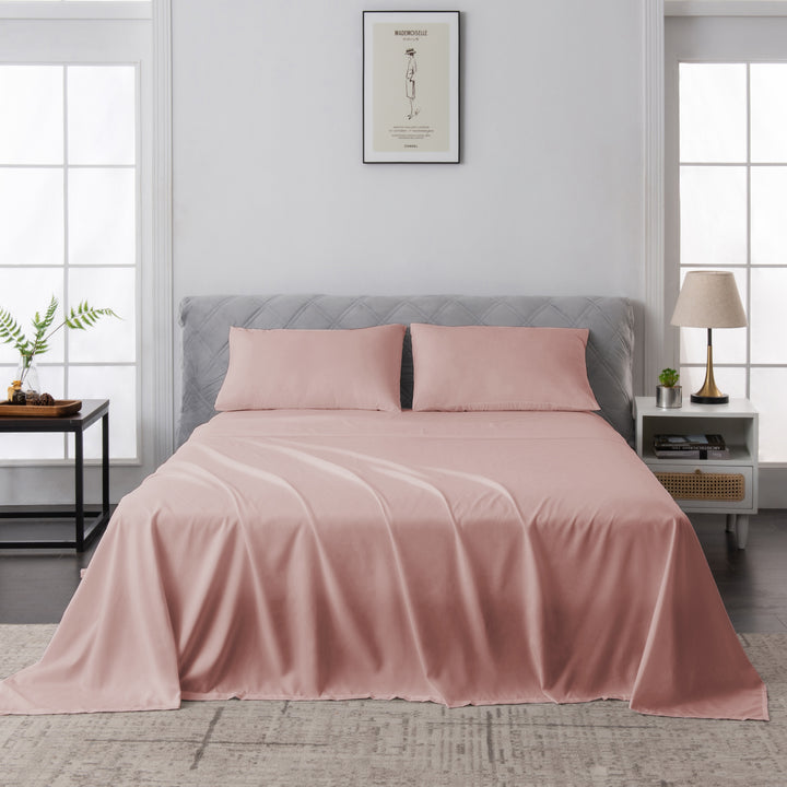 LINENOVA 1500TC Bamboo Blend Bed Sheet Set King Dusty Pink