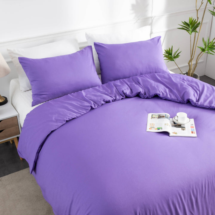 LINENOVA Bamboo Blend Bedding Quilt Cover Set Purple