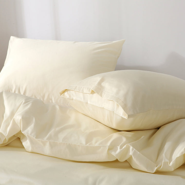 Cotton Bedding Quilt Cover Set Cream Single