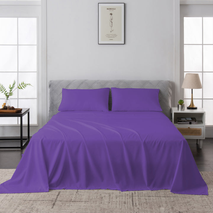 LINENOVA 1500TC Bamboo Blend Bed Sheet Set King Purple