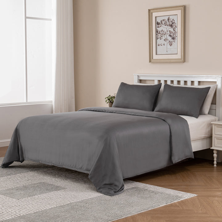 Bamboo Bedding Quilt Cover Set - Charcoal King