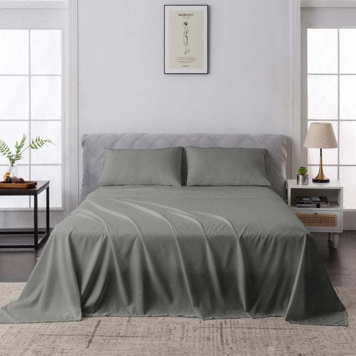 LINENOVA 1500TC Bamboo Blend Bed Sheet Set King Dark Grey