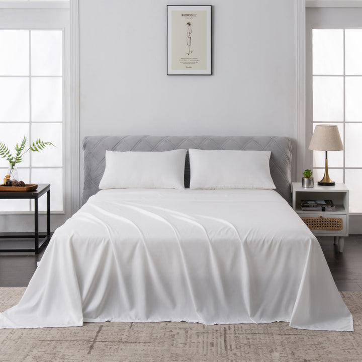 LINENOVA 1500TC Bamboo Blend Bed Sheet Set King White