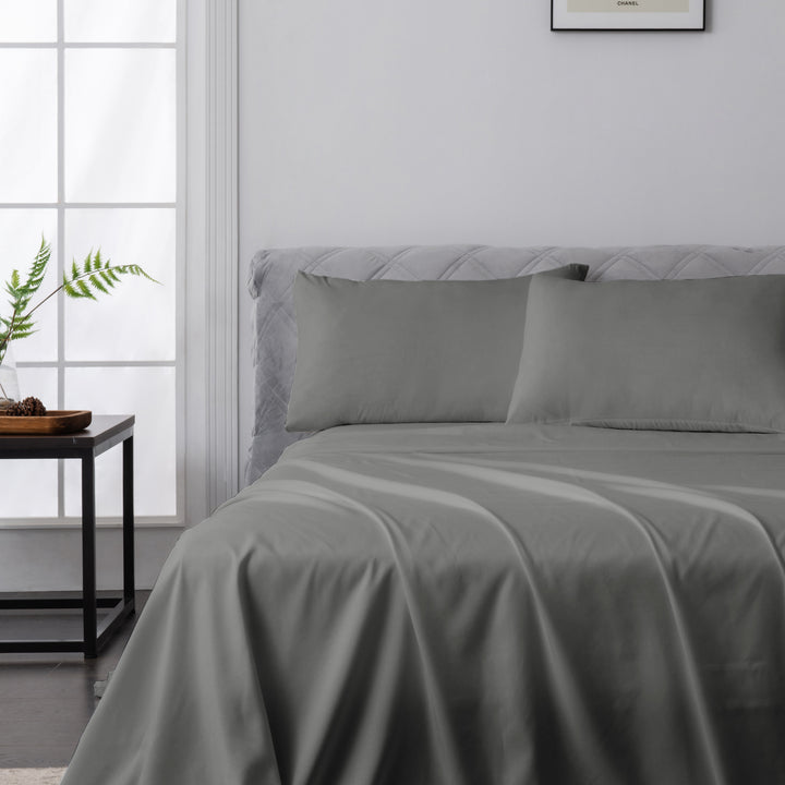 LINENOVA 1500TC Bamboo Blend Bed Sheet Set Queen Dark Grey