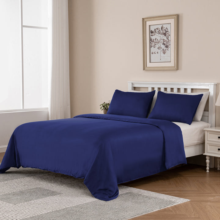 Bamboo Bedding Quilt Cover Set - Navy King