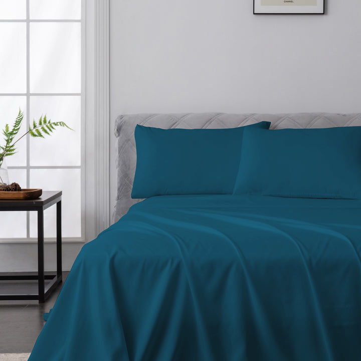 LINENOVA 1500TC Bamboo Blend Bed Sheet Set Biscay Blue
