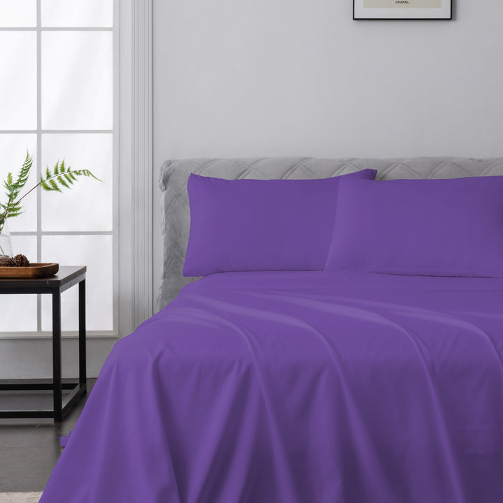 LINENOVA 1500TC Bamboo Blend Bed Sheet Set Queen Purple