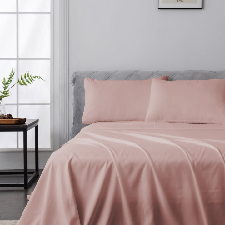 LINENOVA 1500TC Bamboo Blend Bed Sheet Set Queen Dusty Pink