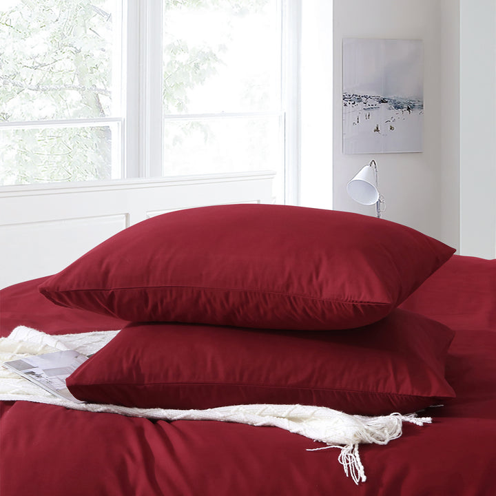 LINENOVA Microfibre Pillowcases Queen Burgundy
