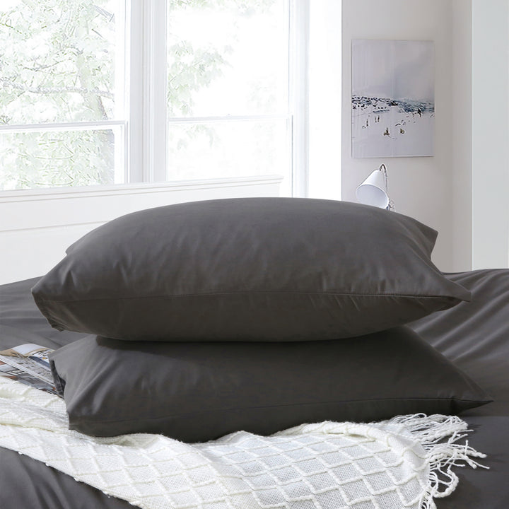 LINENOVA Microfibre Pillowcases Queen Dark Grey