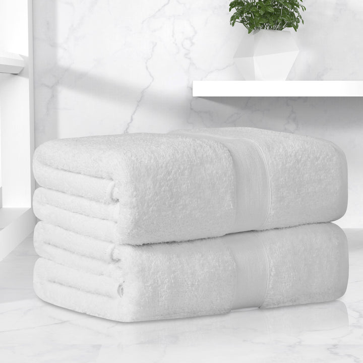 LINENOVA 550GSM Cotton Bath Sheets Set 2Pcs White