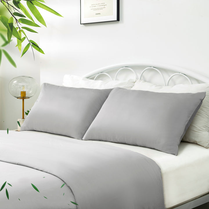 Bamboo Bedding Quilt Cover Set - Silver Queen