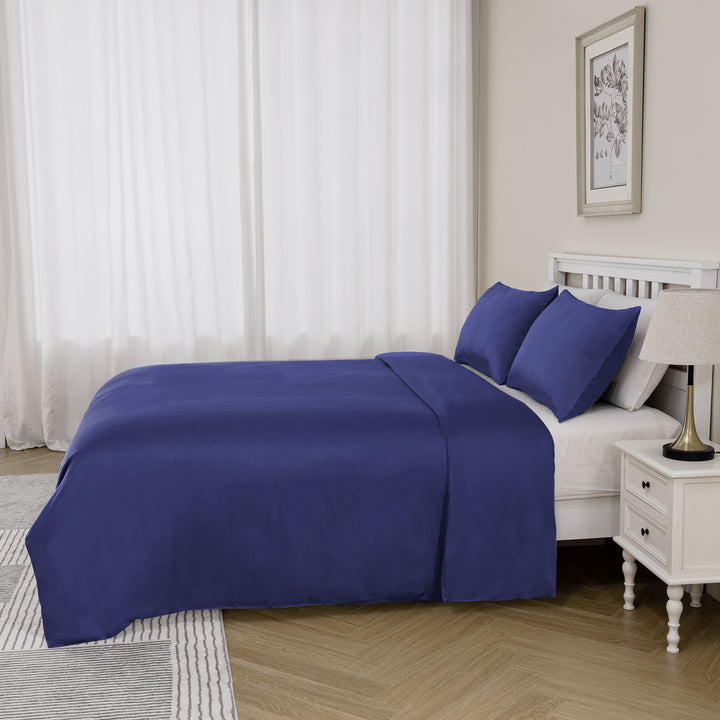 Bamboo Bedding Quilt Cover Set -Navy Super King