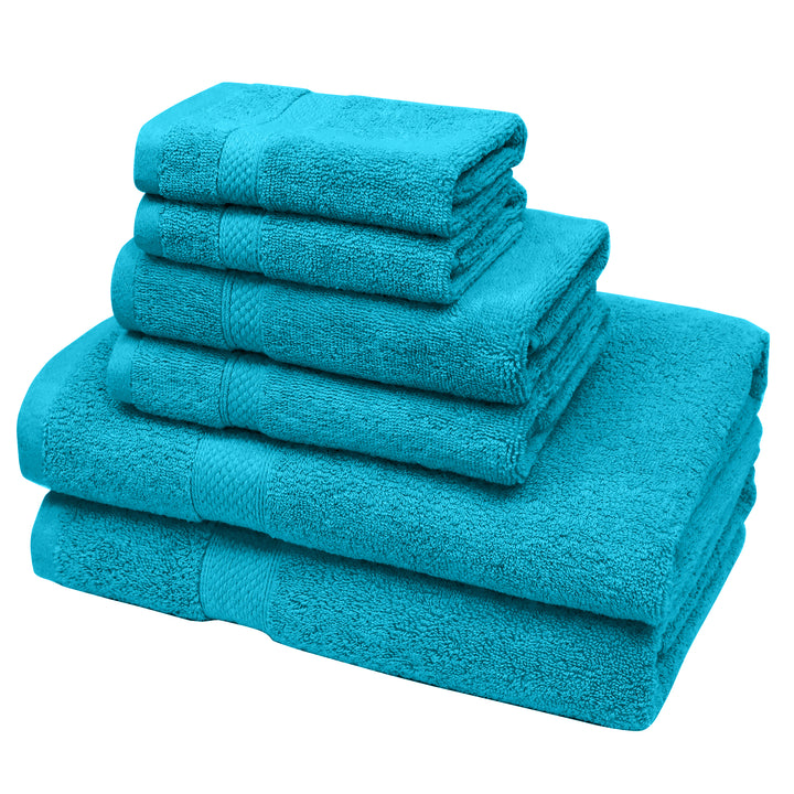 LINENOVA 650GSM Cotton Bath Towels Set 6Pcs Teal