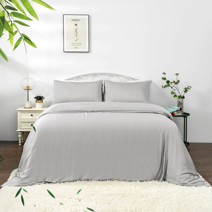 Bamboo Bedding Quilt Cover Set Silver