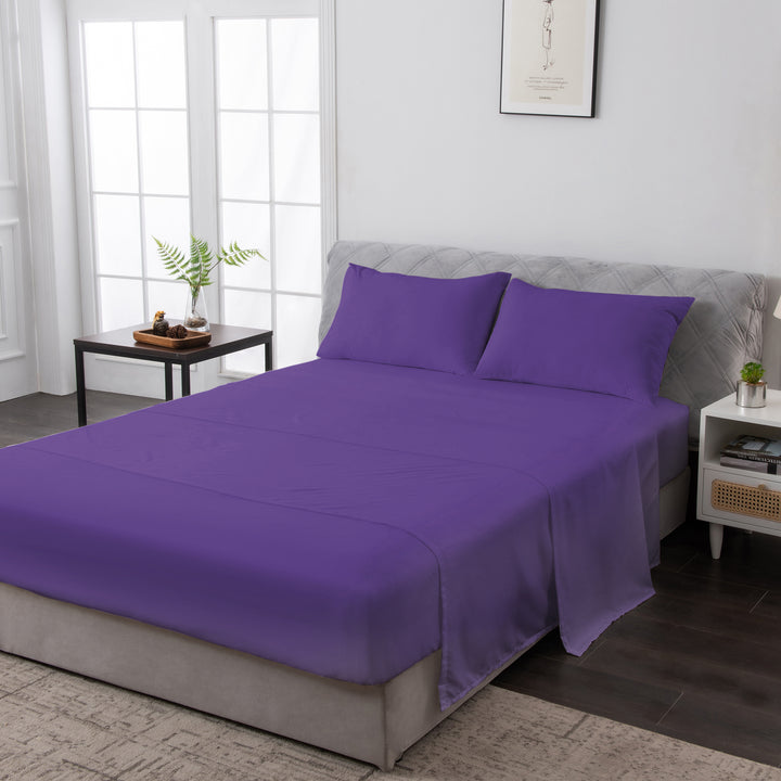LINENOVA 1500TC Bamboo Blend Bed Sheet Set Double Purple