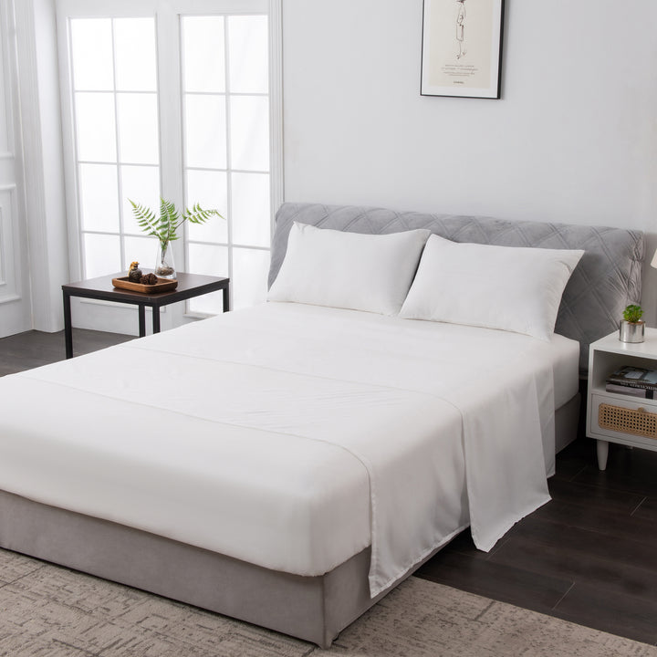 LINENOVA 1500TC Bamboo Blend Bed Sheet Set Double White