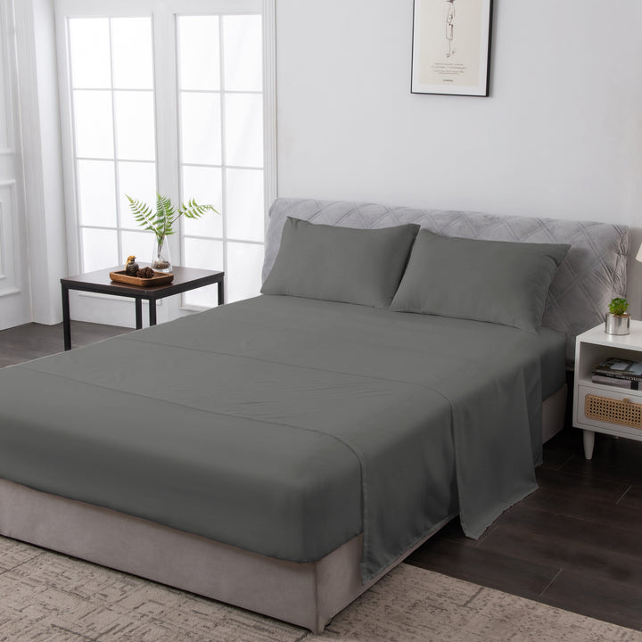 LINENOVA 1500TC Bamboo Blend Bed Sheet Set Double Dark Grey