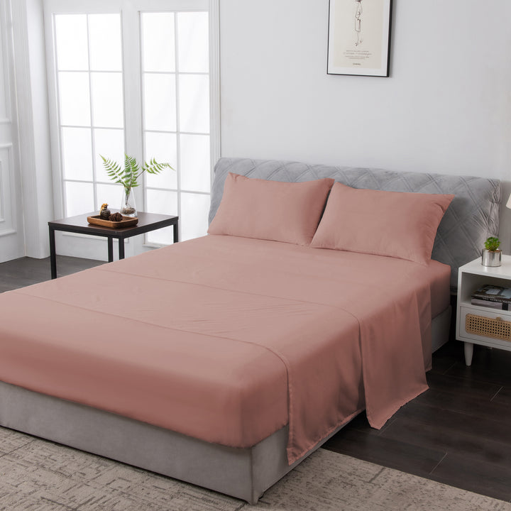 LINENOVA 1500TC Bamboo Blend Bed Sheet Set Double Dusty Pink