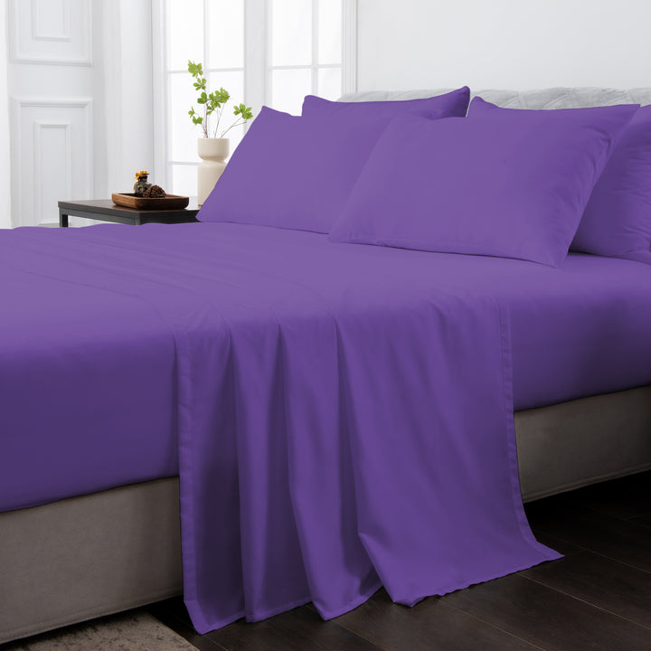 LINENOVA 1500TC Bamboo Blend Bed Sheet Set King Single Purple