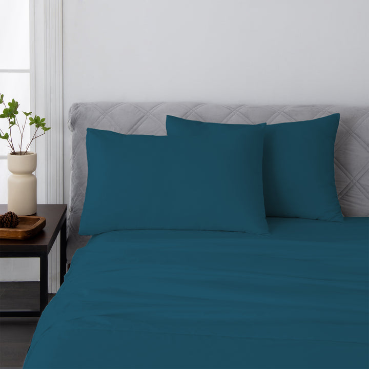 LINENOVA 1500TC Bamboo Blend Bed Sheet Set Single Biscay Blue
