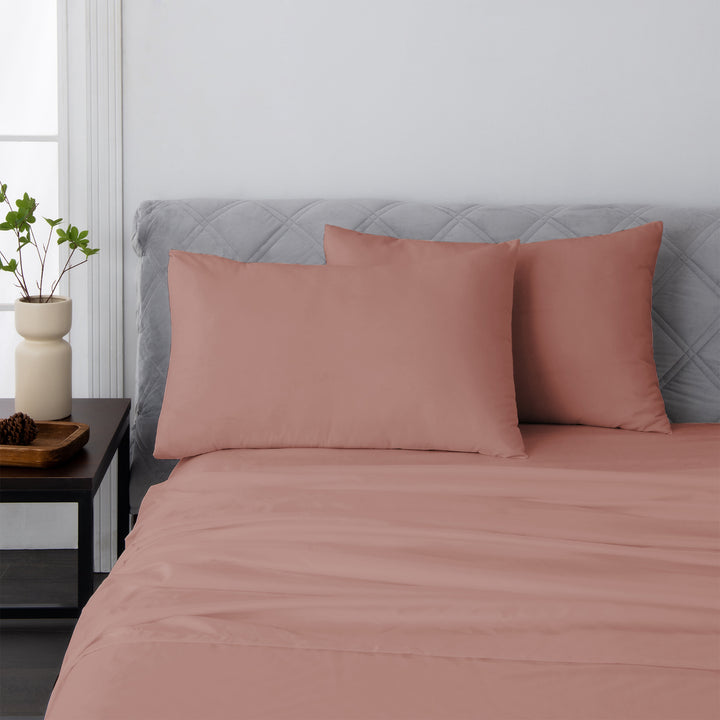 LINENOVA 1500TC Bamboo Blend Bed Sheet Set Single Dusty Pink