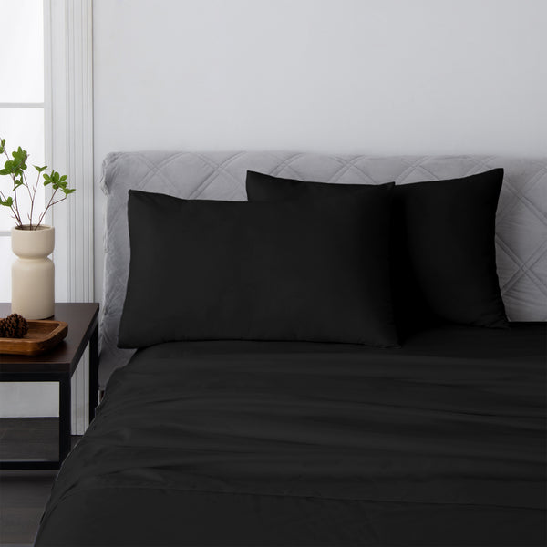 LINENOVA 1500TC Bamboo Blend Bed Sheet Set Single Black