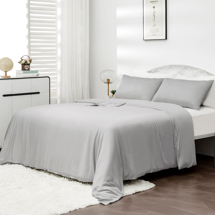 Bamboo Bedding Quilt Cover Set - Silver King