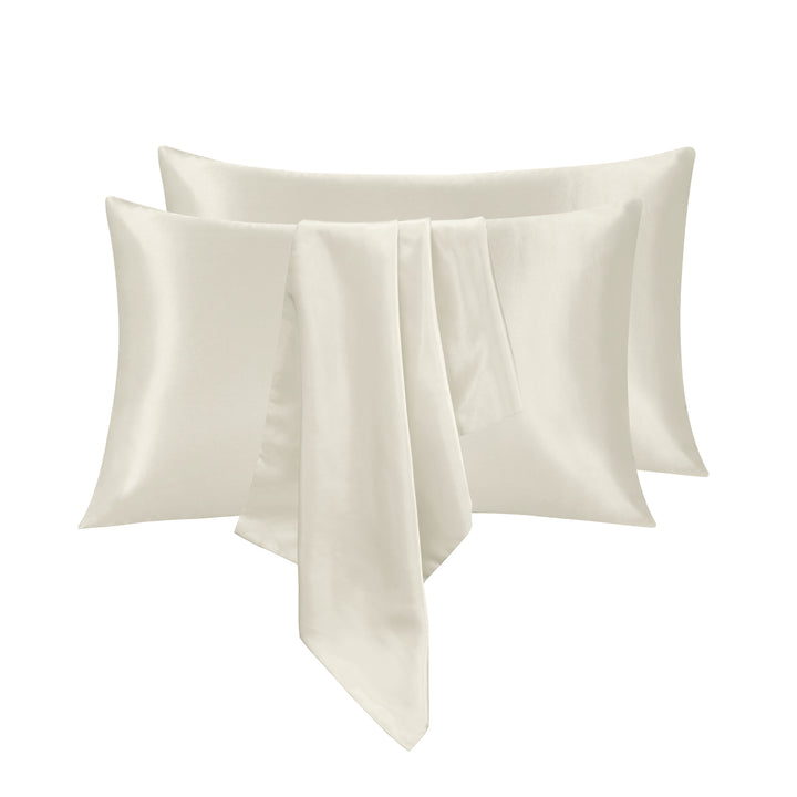 LINENOVA 2PK Satin Pillowcases Ivory