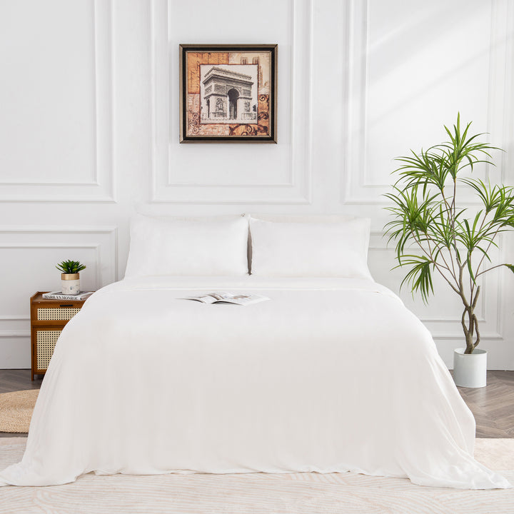 100% Bamboo Bedding Quilt Cover Set White