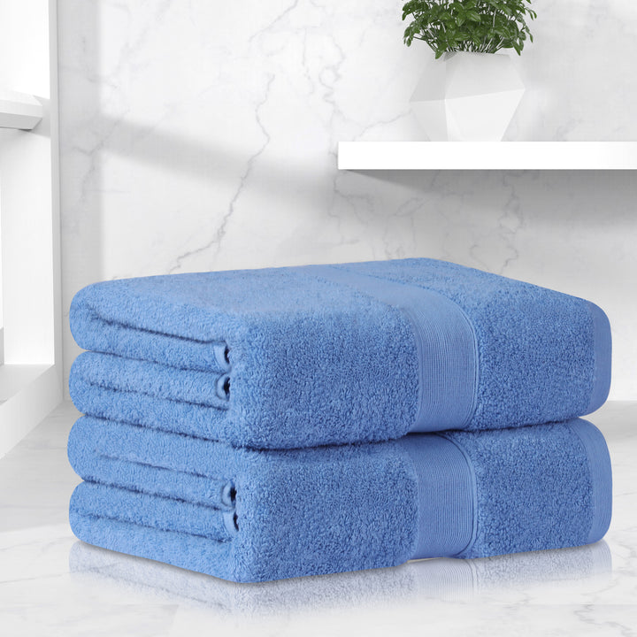 LINENOVA 550GSM Cotton Bath Sheets Set 2Pcs Blue Suede