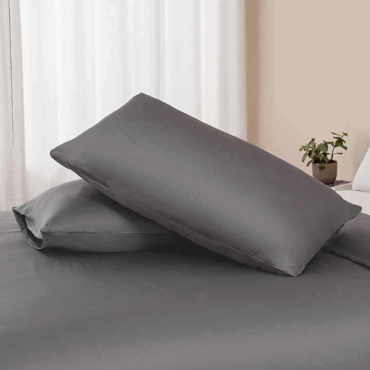  Bamboo Bedding Quilt Cover Set - Charcoal Double