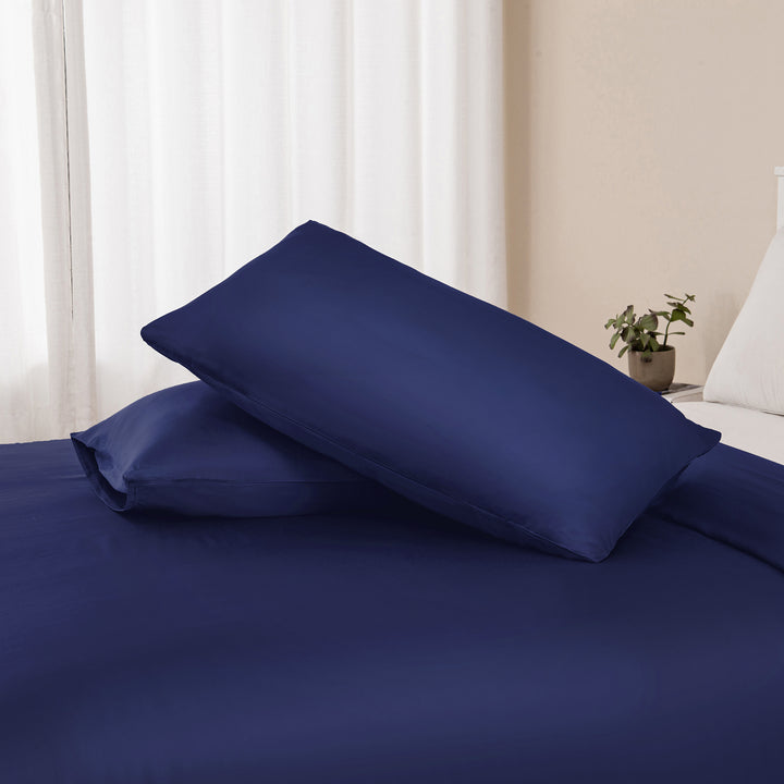  Bamboo Bedding Quilt Cover Set - Navy Blue Double