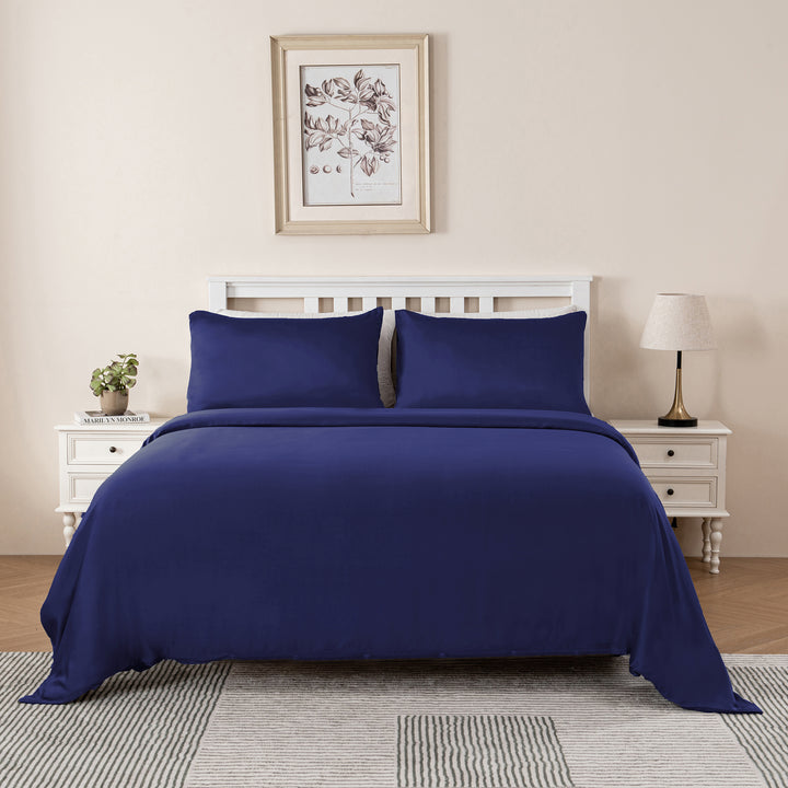 Bamboo Bedding Quilt Cover Navy Blue