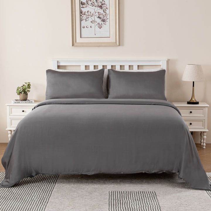 Linenova Bedding Quilt Cover Set Charcoal