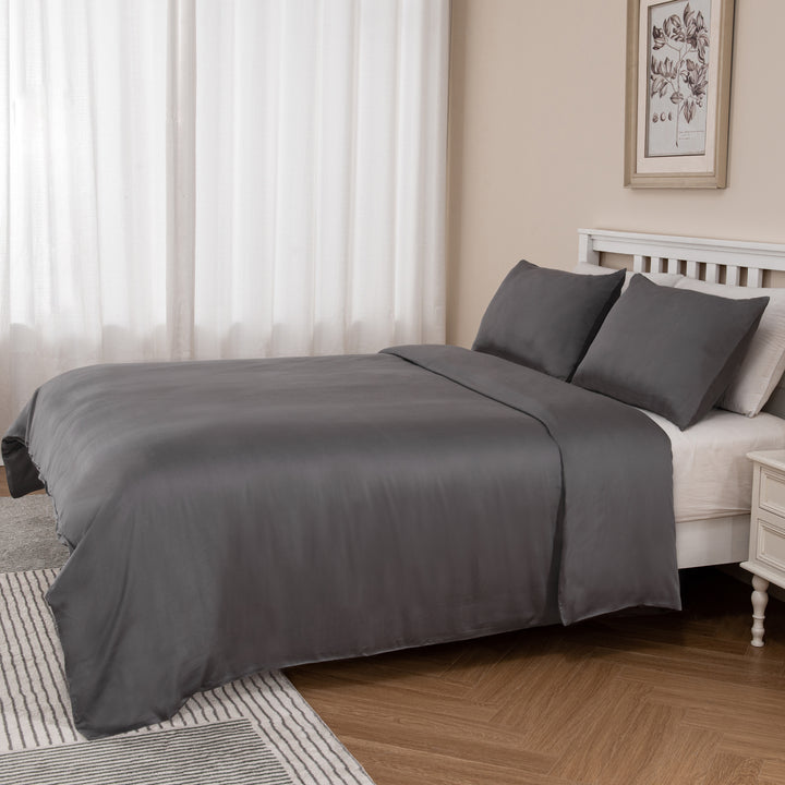 Bamboo Bedding Quilt Cover Set - Charcoal Super King