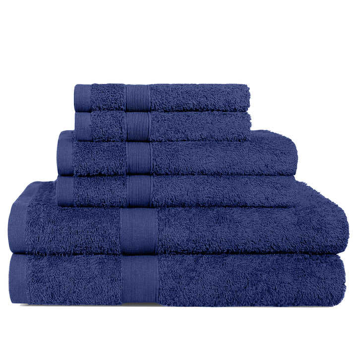 LINENOVA 550GSM Cotton Bath Towels Set 6Pcs Navy