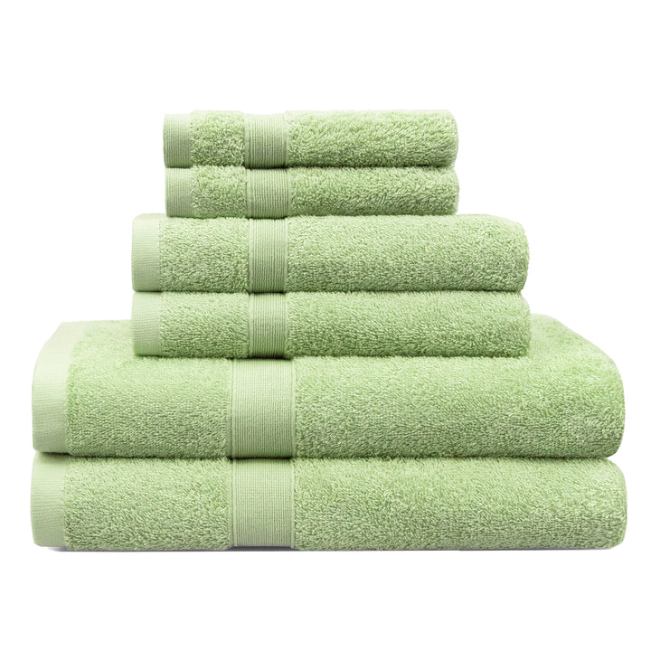 LINENOVA 550GSM Cotton Bath Towels Set 6Pcs Pea Pod