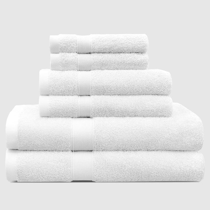 LINENOVA 550GSM Cotton Bath Towels Set 6Pcs White