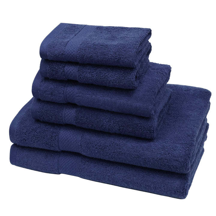 LINENOVA 650GSM Cotton Bath Towels Set 6Pcs Navy