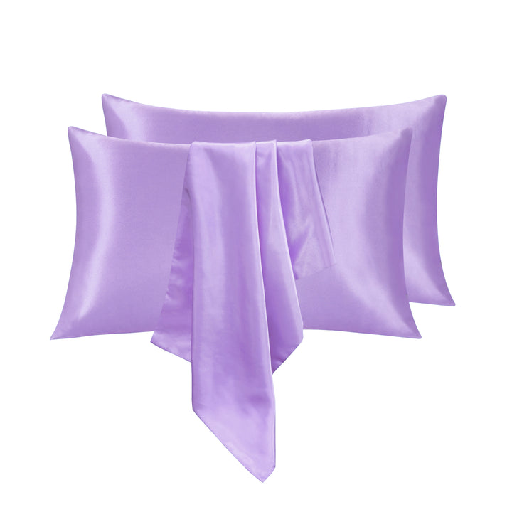 LINENOVA 2PK Satin Pillowcases Lavender